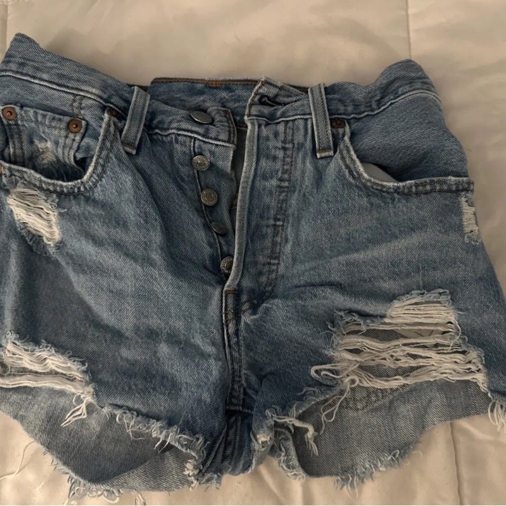 Levi's Blue Jean Shorts Distressed Denim Casual